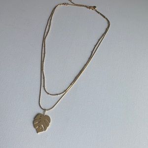 Madewell Gold Monstera / Palm Leaf Necklace